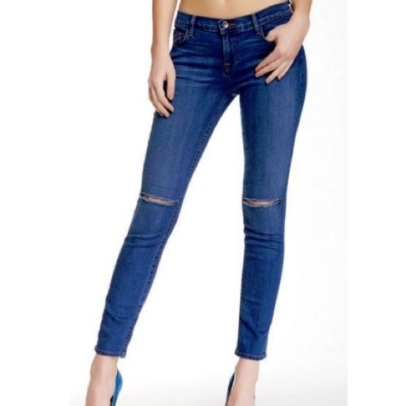 J Brand Mid Rise Skinny Jean with cuts Size 28 - Picture 2 of 7